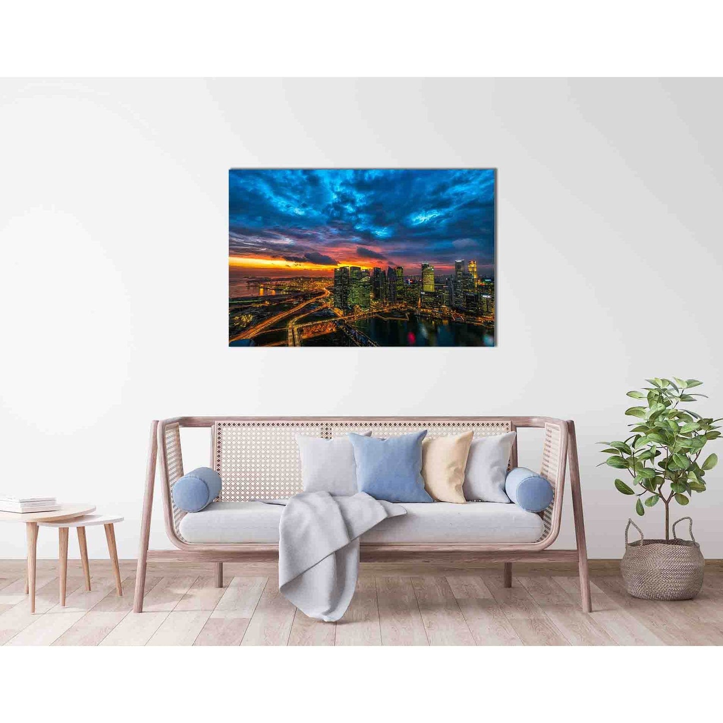 Evening Singapore №D1862 Ready to Hang Canvas Print - Zellart Canvas Prints 0new, ALL_Products, Sunrise & sunset wall art