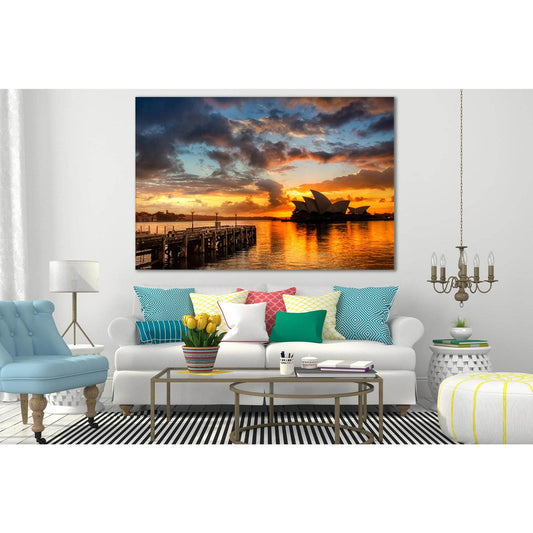 Evening Sydney Sunset №SL259 Ready to Hang Canvas Print - Zellart Canvas Prints 0new, ALL_Products, SUNRISE & SUNSET WALL ART
