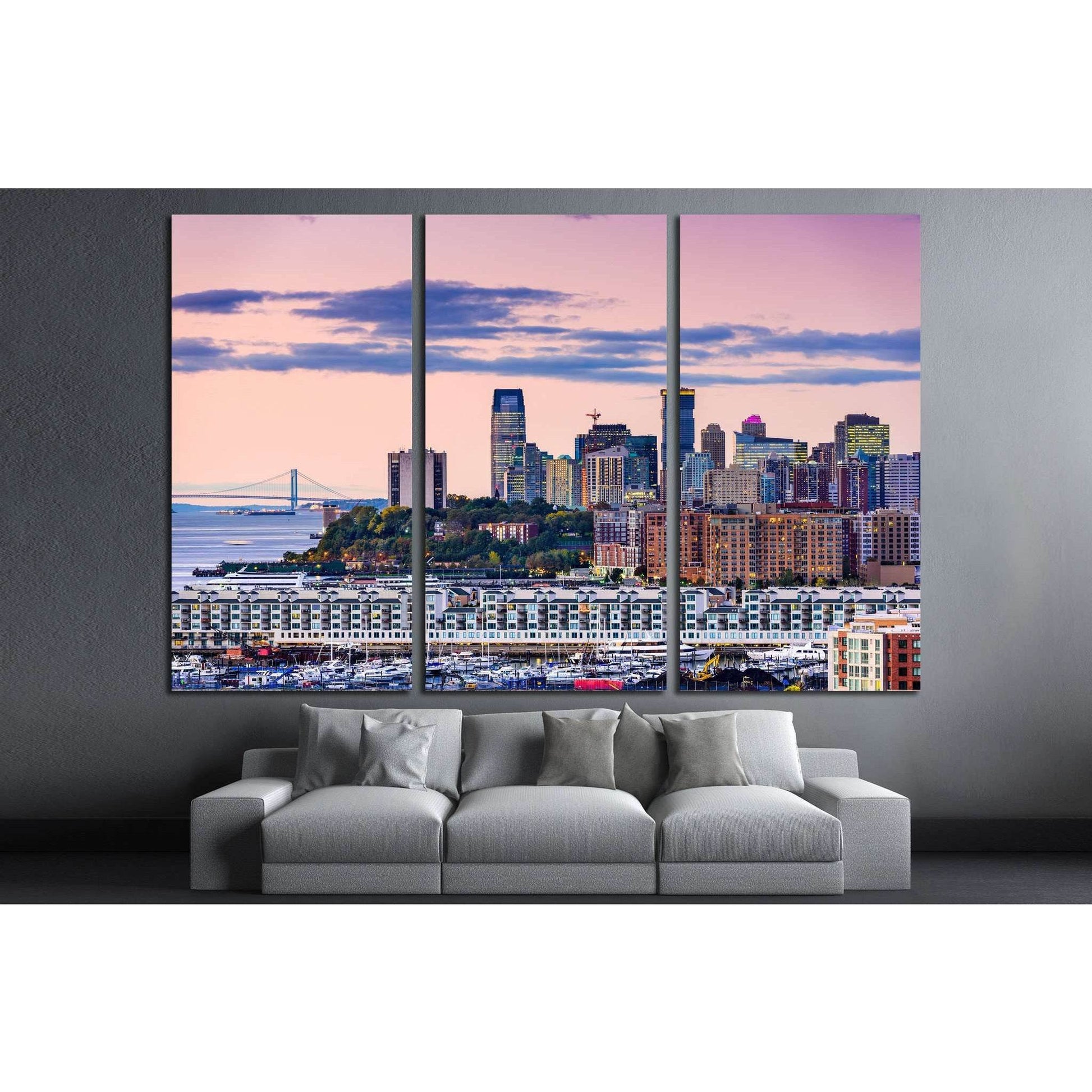 Exchange Place, Jersey City, New Jersey skyline №1739 Ready to Hang Canvas Print - Zellart Canvas Prints ALL_Products, s-1739