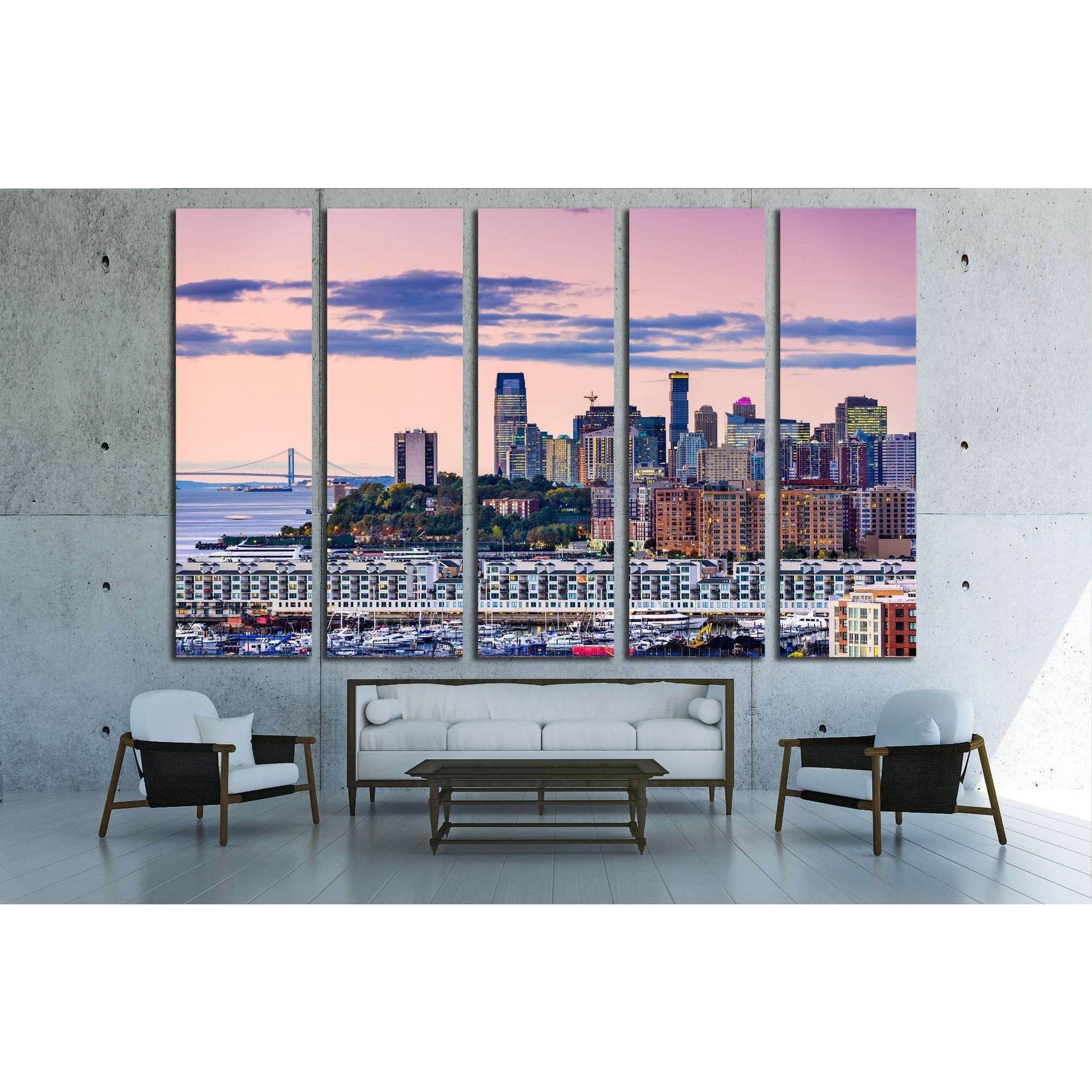 Exchange Place, Jersey City, New Jersey skyline №1739 Ready to Hang Canvas Print - Zellart Canvas Prints ALL_Products, s-1739