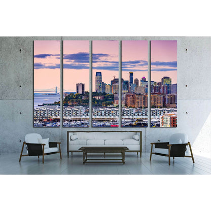 Exchange Place, Jersey City, New Jersey skyline №1739 Ready to Hang Canvas Print - Zellart Canvas Prints ALL_Products, s-1739