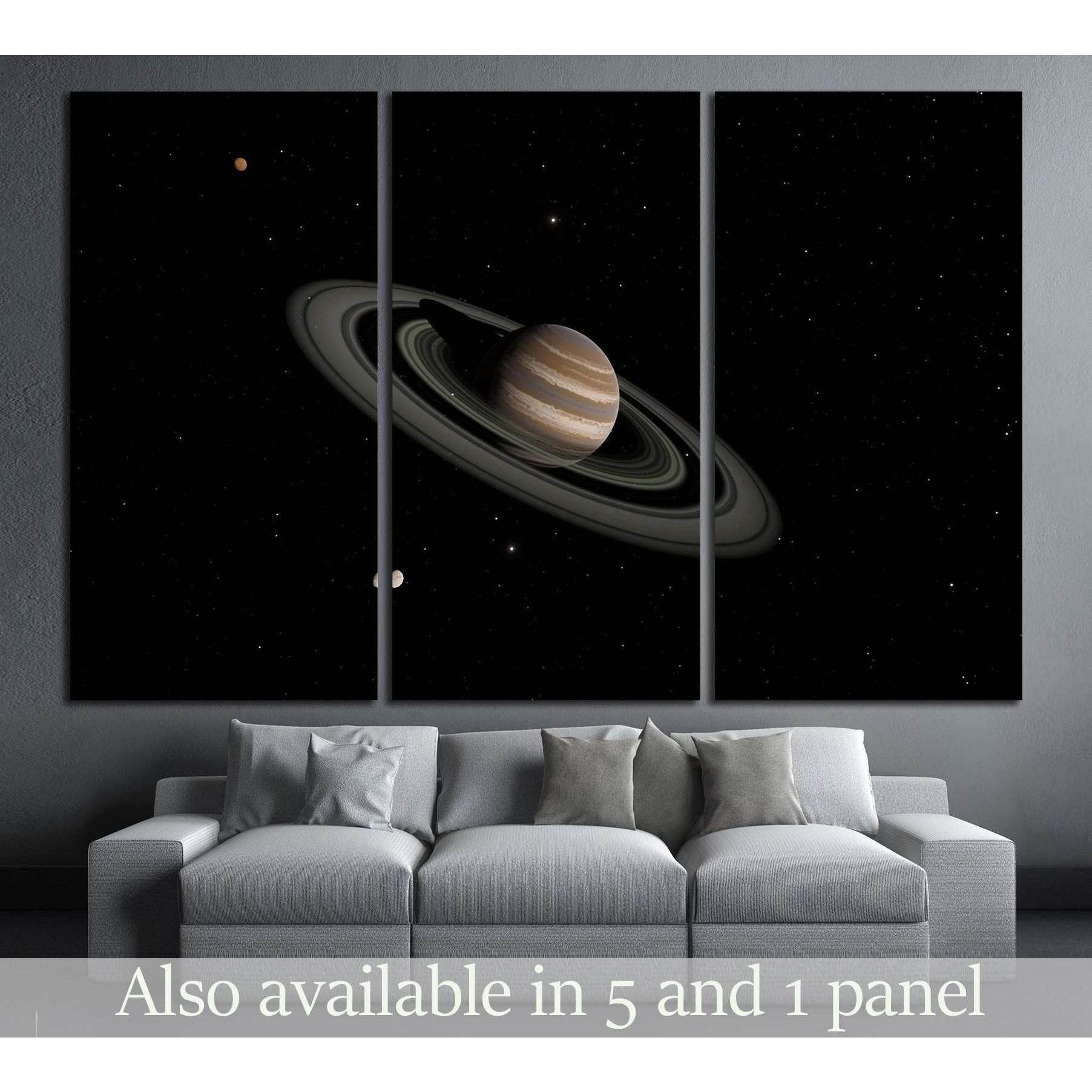 Exoplanet with rings gas giant Saturn planet №2420 Ready to Hang Canvas Print - Zellart Canvas Prints ALL_Products, s-2420