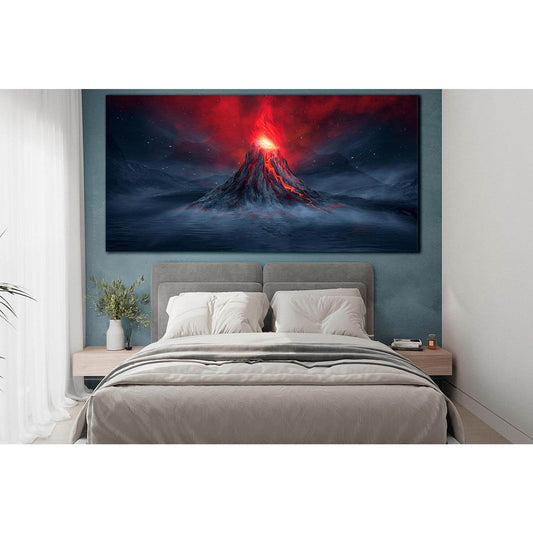 Explosive Volcano With Burning Lava №SL1213 Ready to Hang Canvas Print - Zellart Canvas Prints 0new, ALL_Products, Fantasy And Sci Fi Wall Art