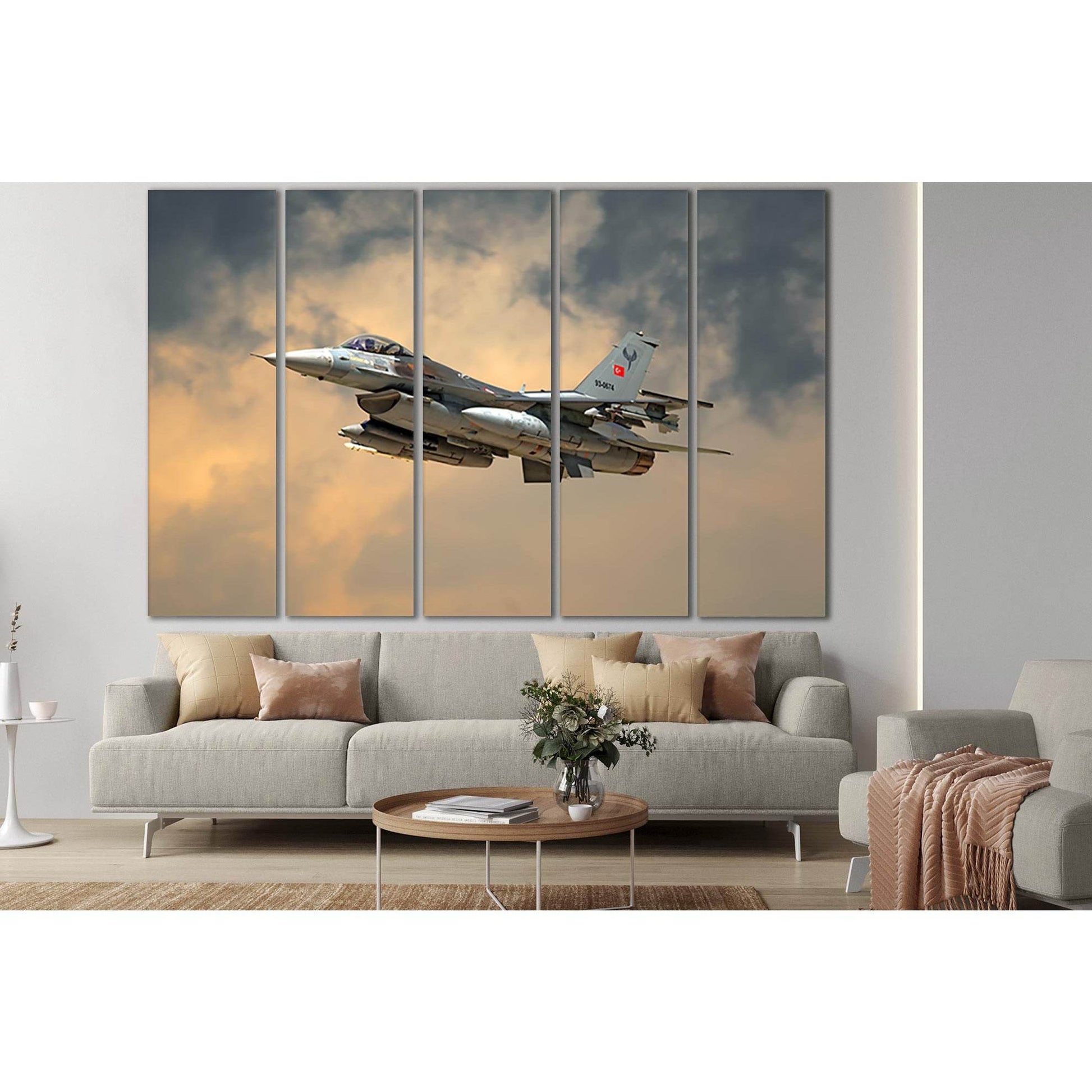 F-16 Fighting Falcon №SL779 Ready to Hang Canvas Print - Zellart Canvas Prints 0new, ALL_Products, Engine, Engines Wall Art