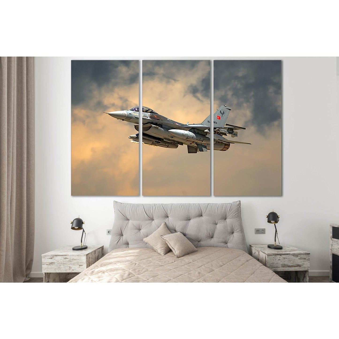 F-16 Fighting Falcon №SL779 Ready to Hang Canvas Print - Zellart Canvas Prints 0new, ALL_Products, Engine, Engines Wall Art