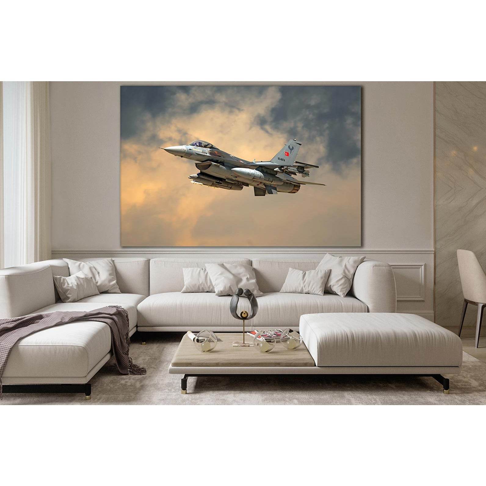 F-16 Fighting Falcon №SL779 Ready to Hang Canvas Print - Zellart Canvas Prints 0new, ALL_Products, Engine, Engines Wall Art