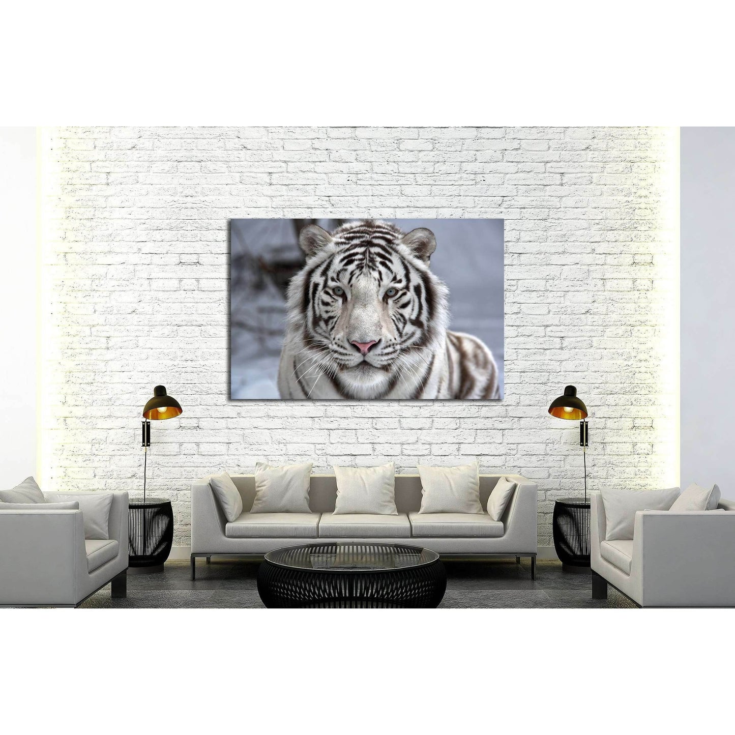 Face to face with white bengal tiger №2345 Ready to Hang Canvas PrintCanvas art arrives ready to hang, with hanging accessories included and no additional framing required. Every canvas print is hand-crafted, made on-demand at our workshop and expertly st