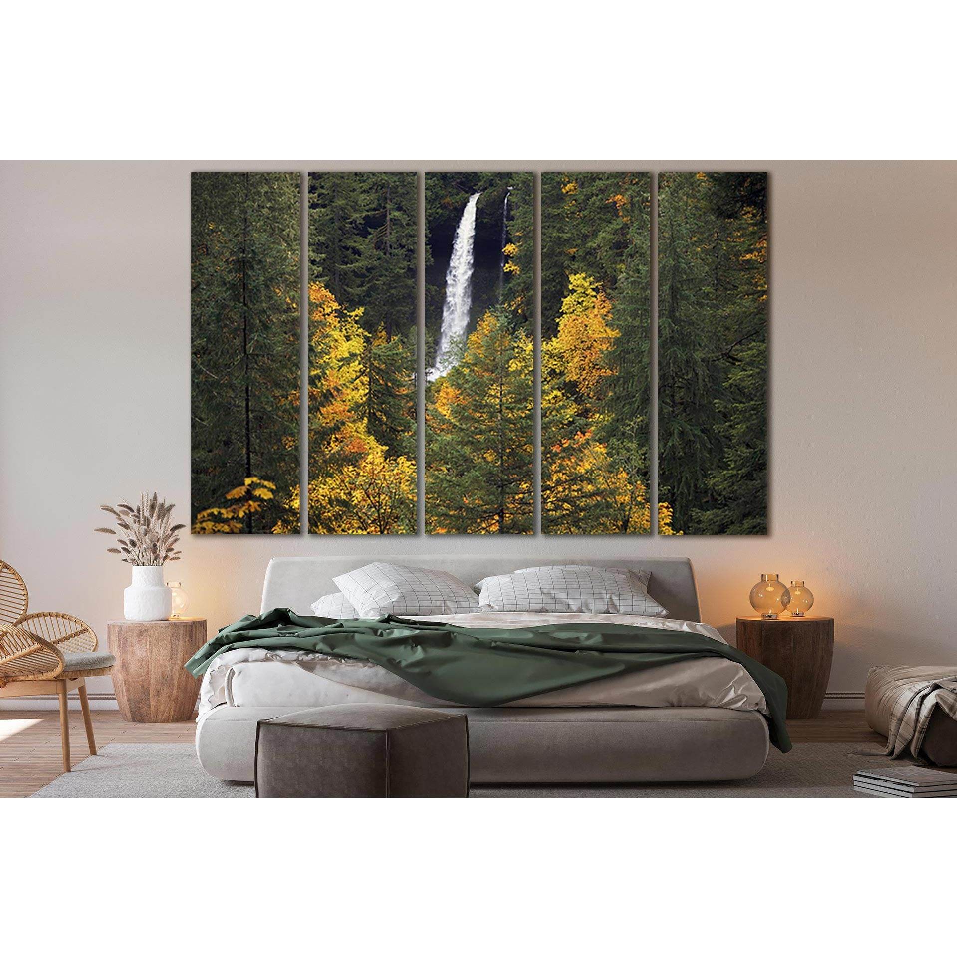 Falls In Autumn Forest №SL625 Ready to Hang Canvas Print - Zellart Canvas Prints 0new, ALL_Products, Autumn Wall Art