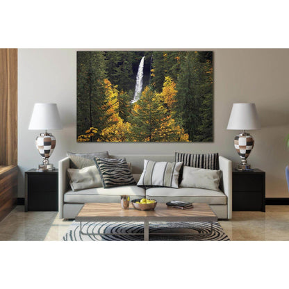 Falls In Autumn Forest №SL625 Ready to Hang Canvas Print - Zellart Canvas Prints 0new, ALL_Products, Autumn Wall Art