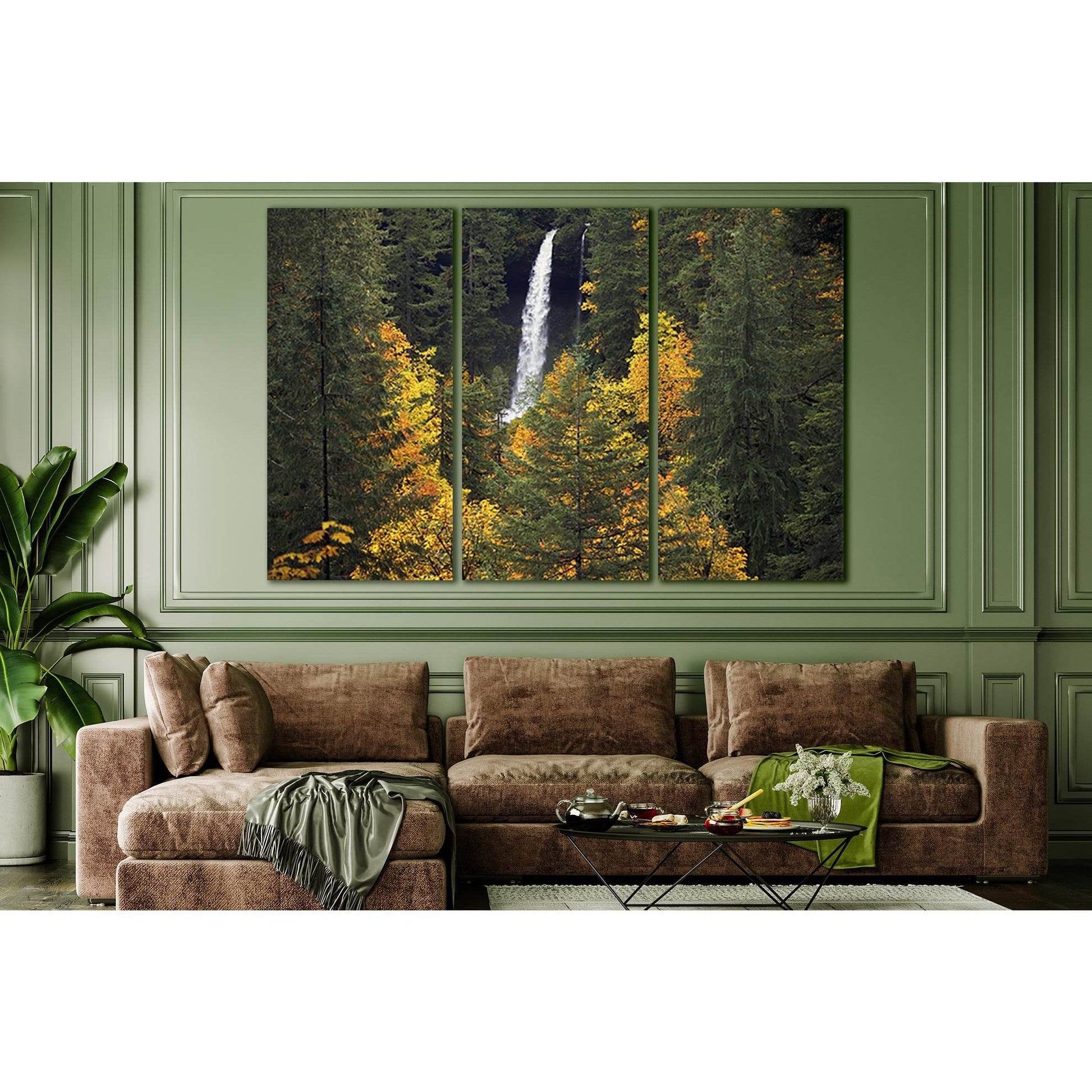 Falls In Autumn Forest №SL625 Ready to Hang Canvas Print - Zellart Canvas Prints 0new, ALL_Products, Autumn Wall Art