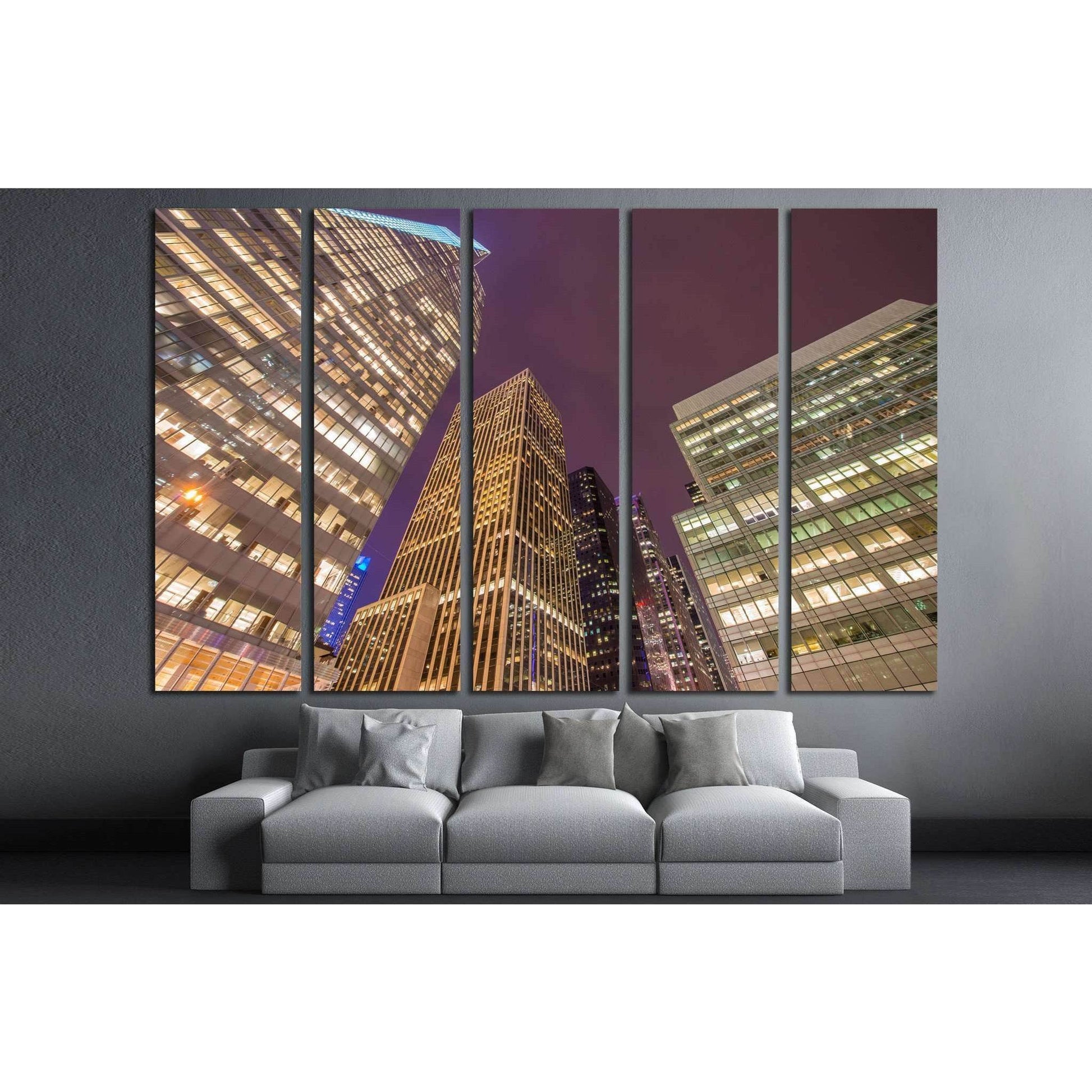 Famous skyscrapers of New York at night №1523 Ready to Hang Canvas Print - Zellart Canvas Prints 0_NY_ART, ALL_Products, s-1523