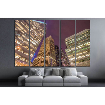 Famous skyscrapers of New York at night №1523 Ready to Hang Canvas Print - Zellart Canvas Prints 0_NY_ART, ALL_Products, s-1523