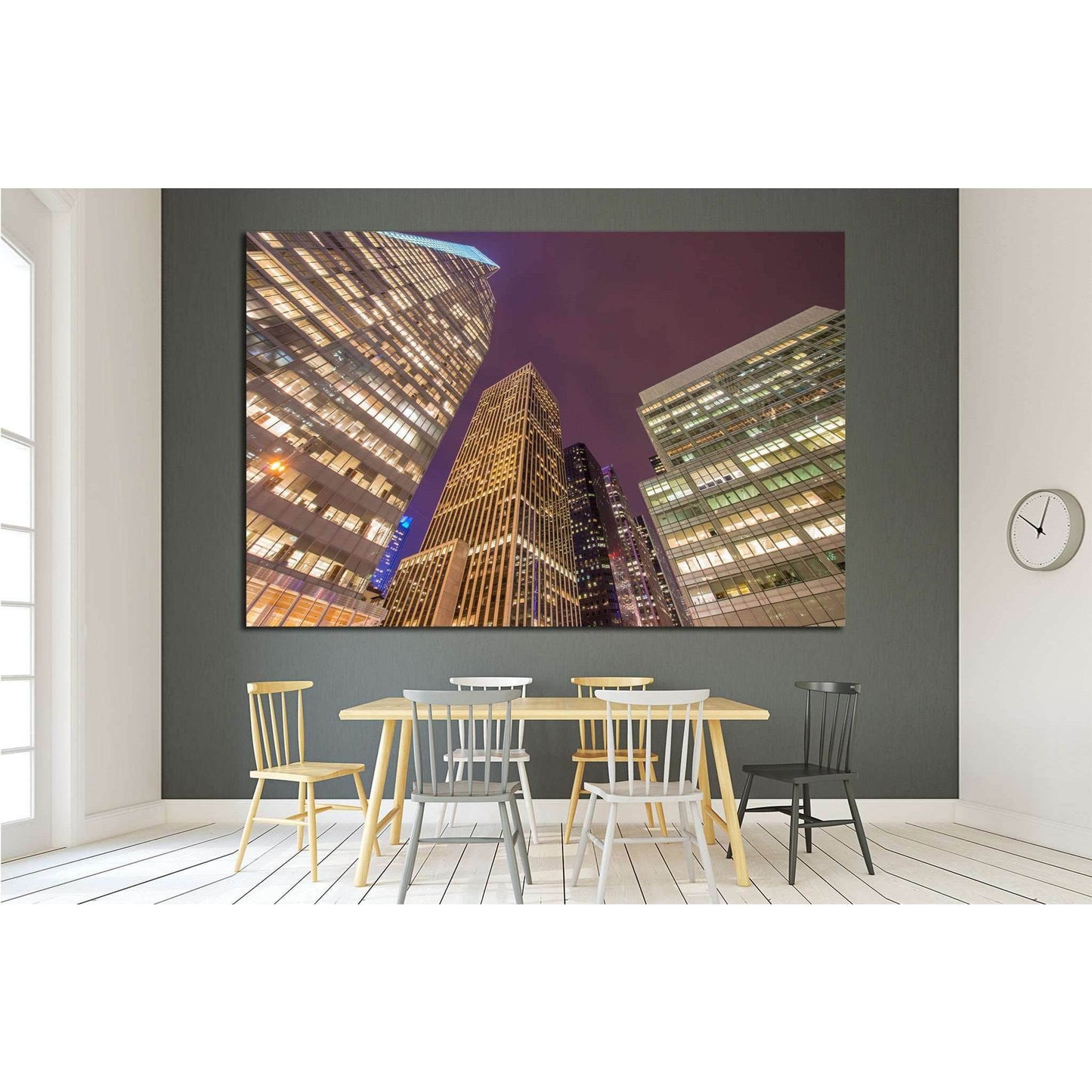 Famous skyscrapers of New York at night №1523 Ready to Hang Canvas Print - Zellart Canvas Prints 0_NY_ART, ALL_Products, s-1523
