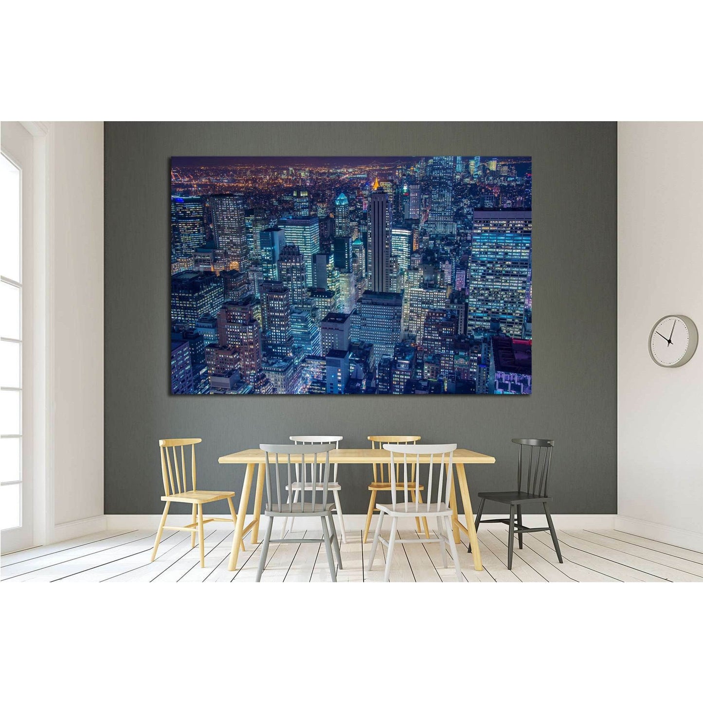 Famous skyscrapers of New York at night №1535 Ready to Hang Canvas Print - Zellart Canvas Prints 0_NY_ART, ALL_Products, s-1535