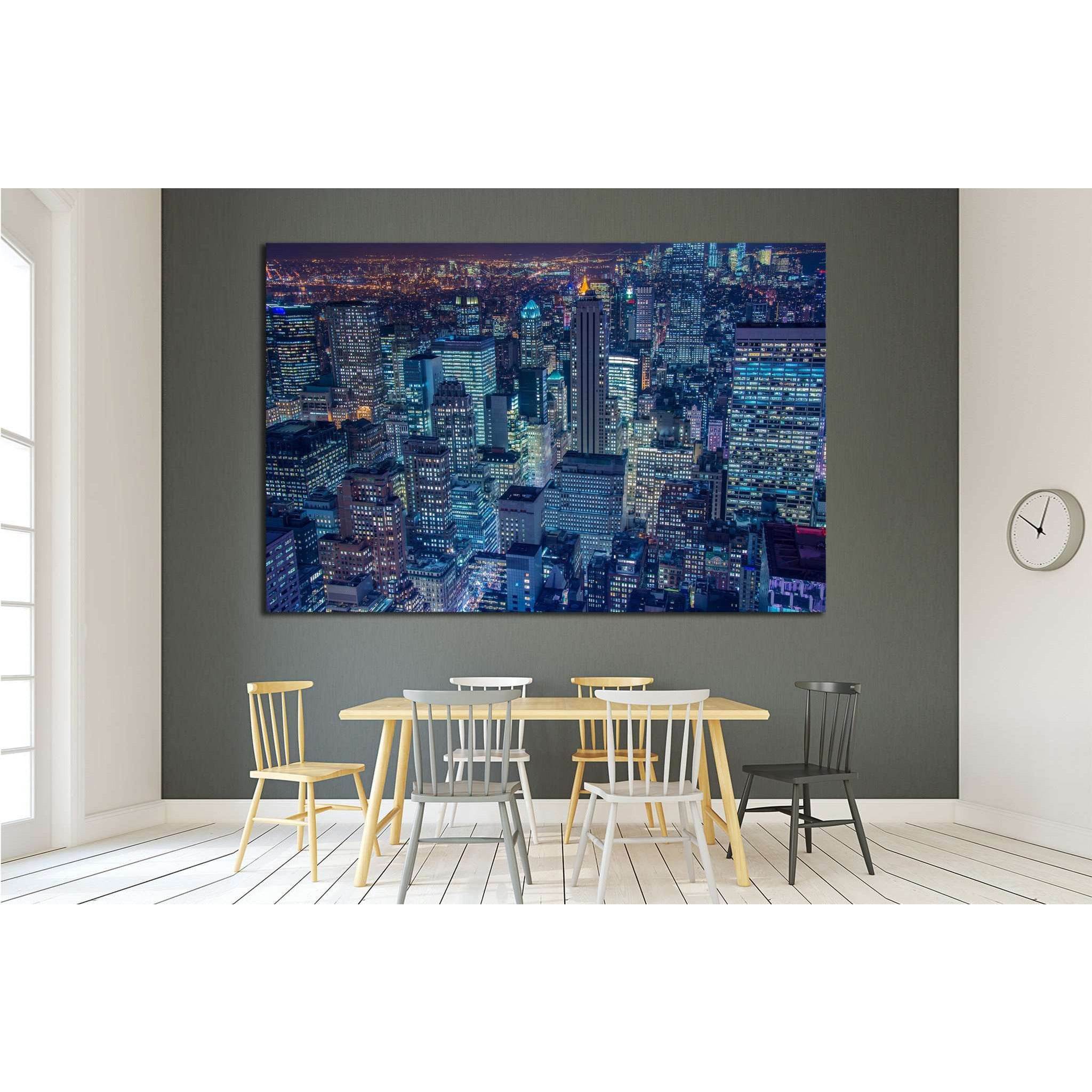 Famous skyscrapers of New York at night №1535 Ready to Hang Canvas Print