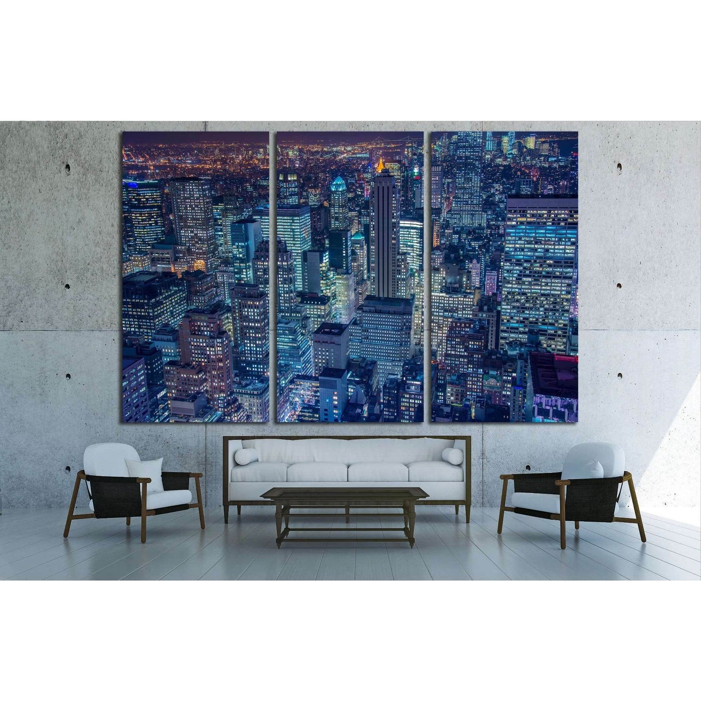 Famous skyscrapers of New York at night №1535 Ready to Hang Canvas PrintCanvas art arrives ready to hang, with hanging accessories included and no additional framing required. Every canvas print is hand-crafted, made on-demand at our workshop and expertly