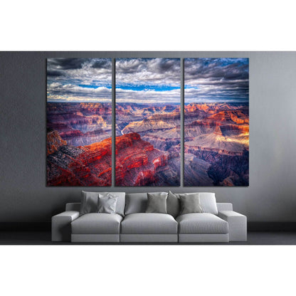 Grand Canyon Dusk Canvas Print for Dramatic Dining Room WallsThis canvas print portrays the majestic Grand Canyon at dusk, with its layers of geological history in stunning shades of red and purple, ideal for adding depth and a conversation piece to space