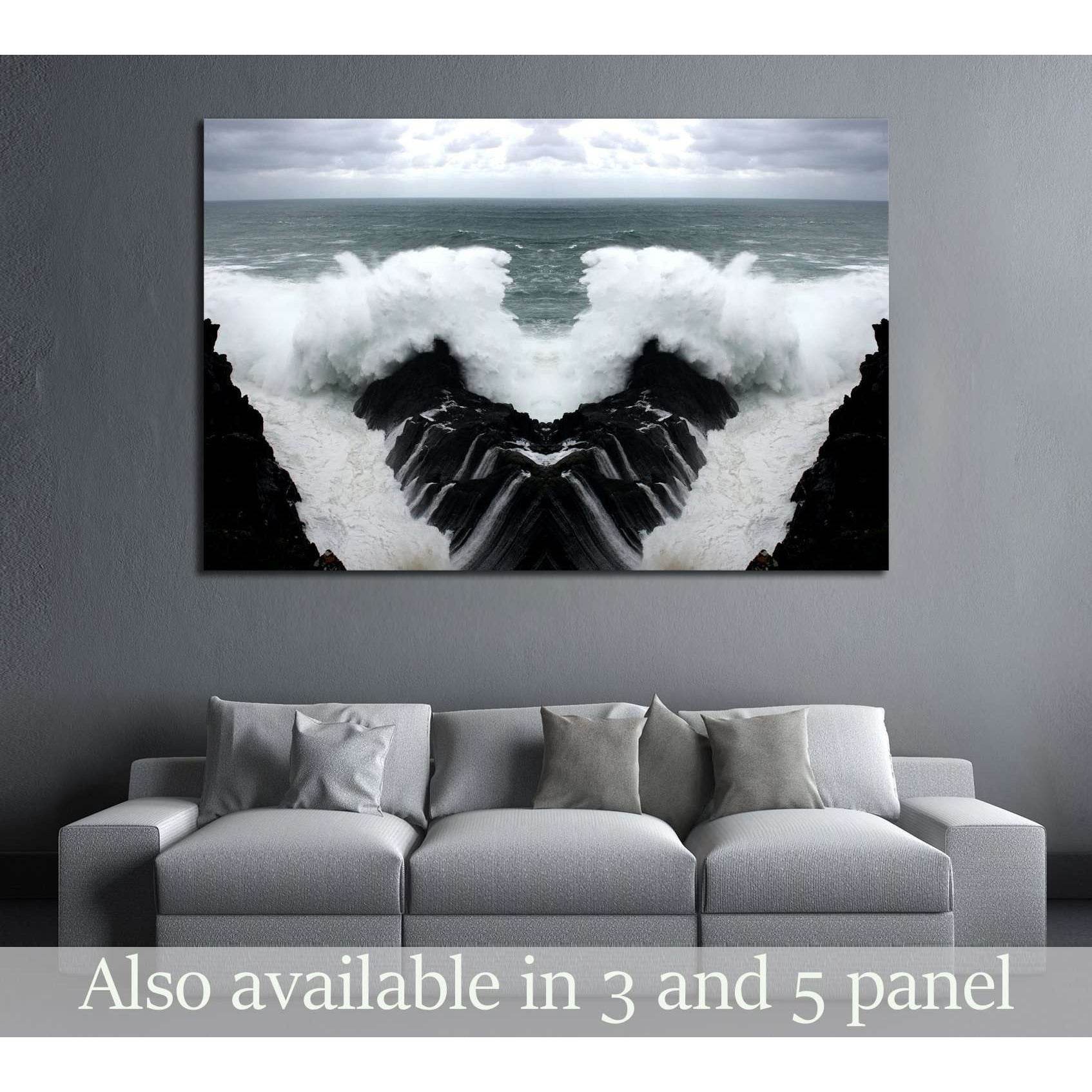 Fantastic sea,geometric composition of Wave crashing, artistic composition №2542 Ready to Hang Canvas Print - Zellart Canvas Prints ALL_Products, s-2542
