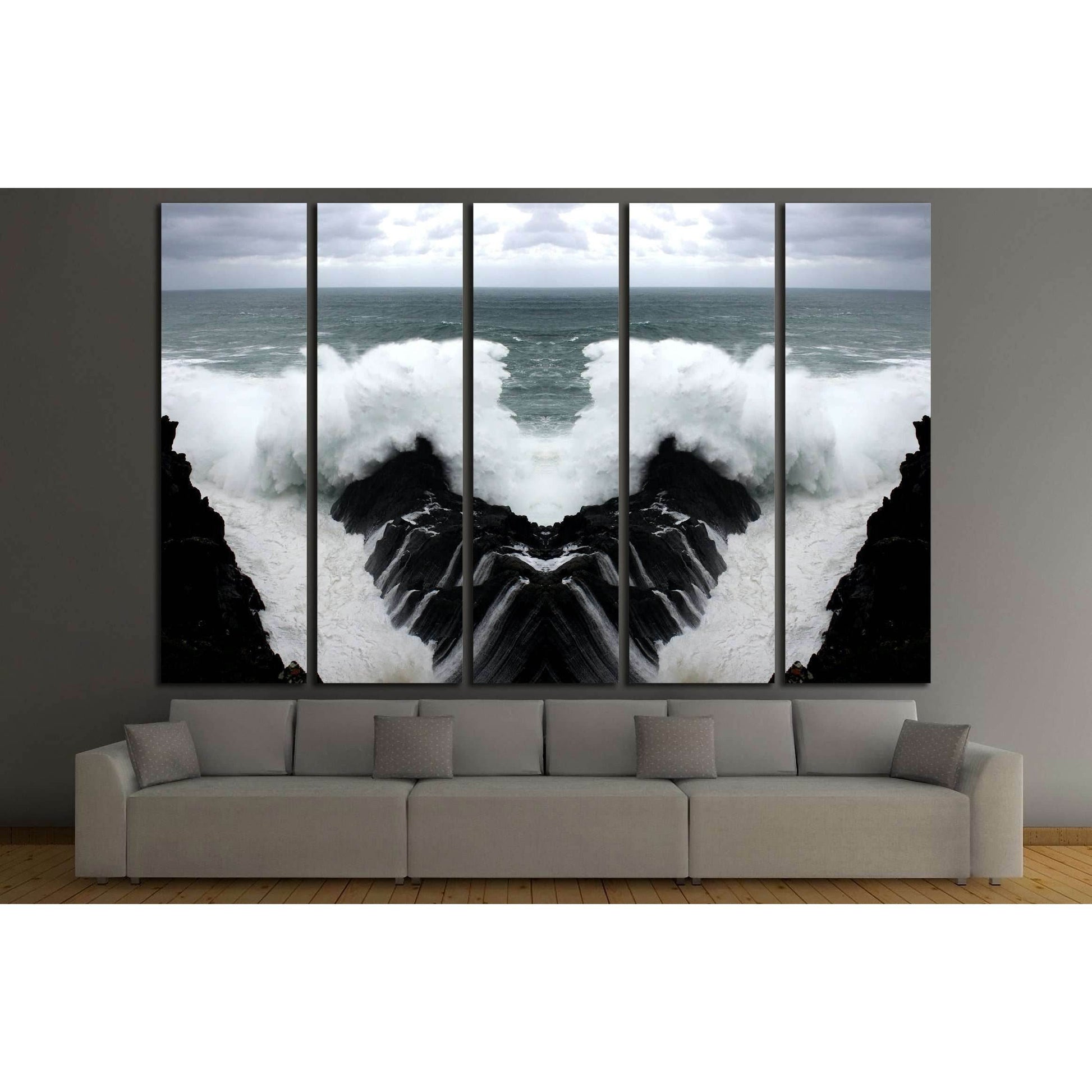 Fantastic sea,geometric composition of Wave crashing, artistic composition №2542 Ready to Hang Canvas Print - Zellart Canvas Prints ALL_Products, s-2542