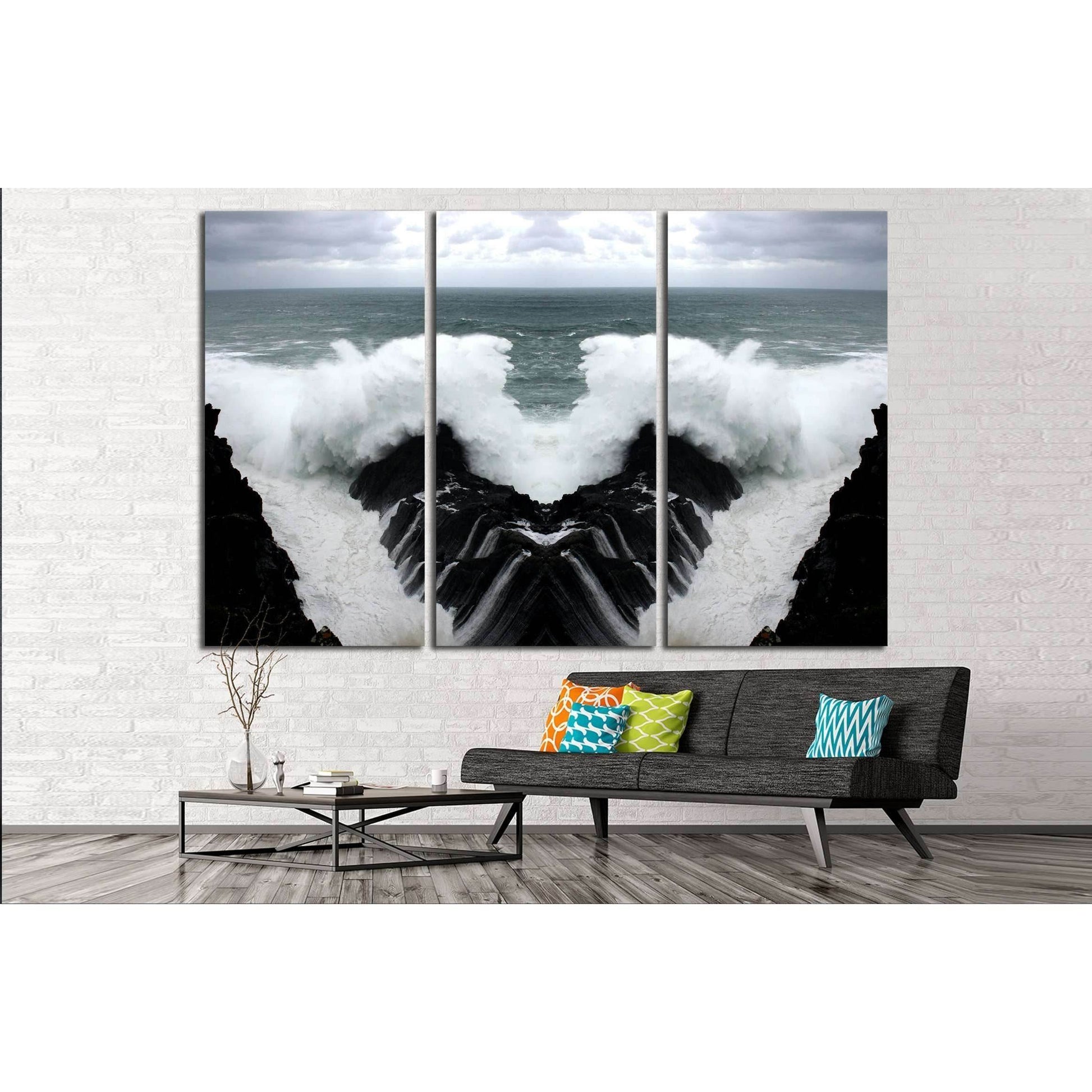 Fantastic sea,geometric composition of Wave crashing, artistic composition №2542 Ready to Hang Canvas Print - Zellart Canvas Prints ALL_Products, s-2542