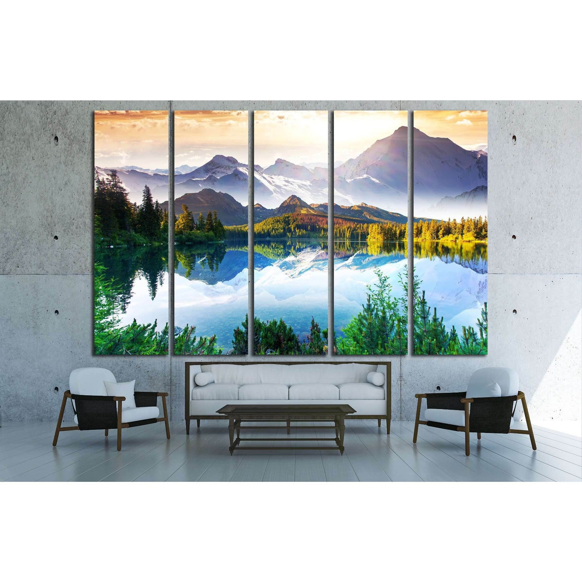 Fantastic sunny day is in mountain lake. Creative collage. Beauty world. №2700 Ready to Hang Canvas PrintCanvas art arrives ready to hang, with hanging accessories included and no additional framing required. Every canvas print is hand-crafted, made on-de