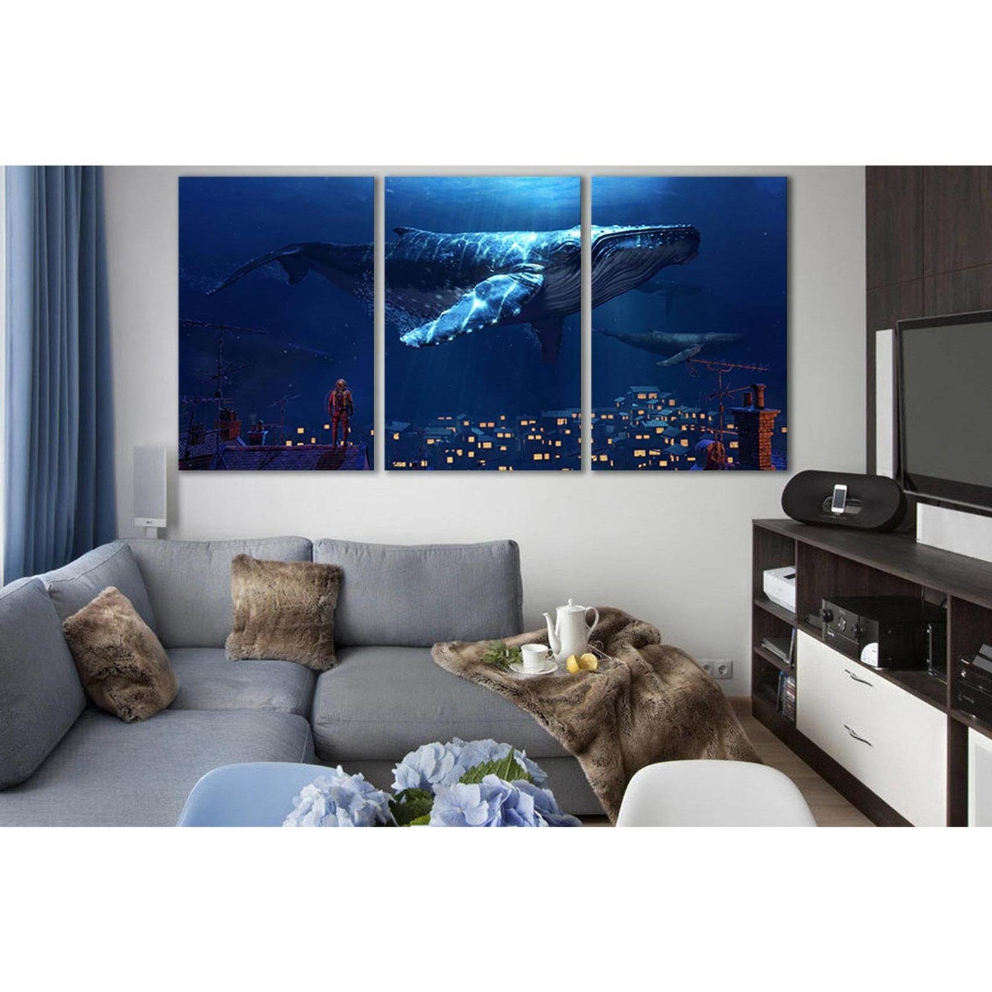 Fantasy Whale №SL1273 Ready to Hang Canvas Print - Zellart Canvas Prints 0new, ALL_Products, Fantasy And Sci Fi Wall Art, Whale