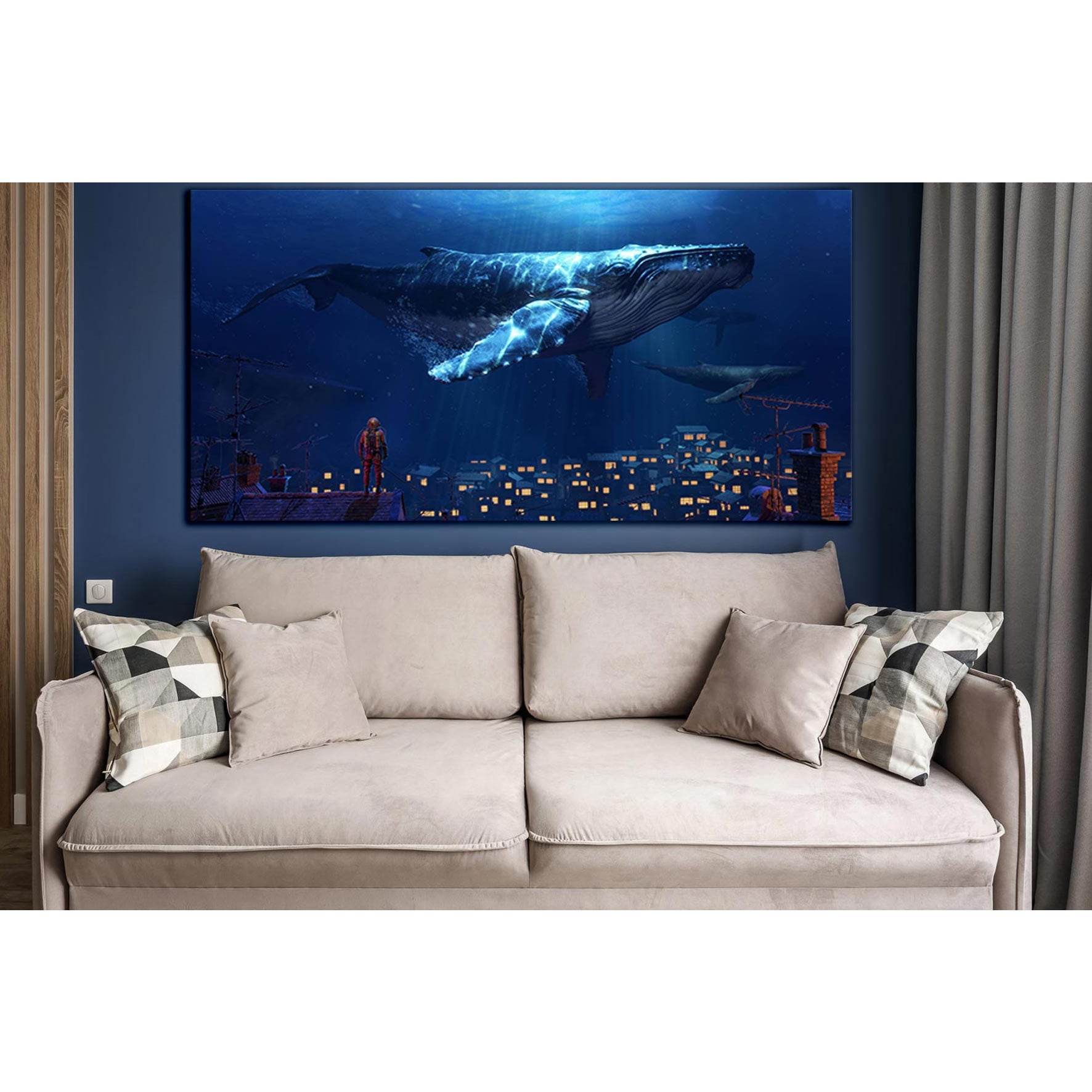 Fantasy Whale №SL1273 Ready to Hang Canvas Print - Zellart Canvas Prints 0new, ALL_Products, Fantasy And Sci Fi Wall Art, Whale