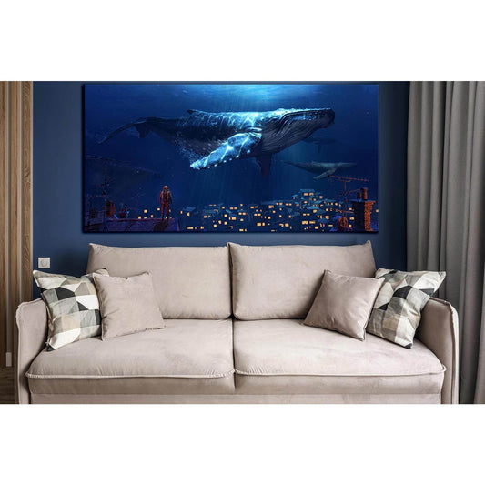 Fantasy Whale №SL1273 Ready to Hang Canvas Print - Zellart Canvas Prints 0new, ALL_Products, Fantasy And Sci Fi Wall Art, Whale