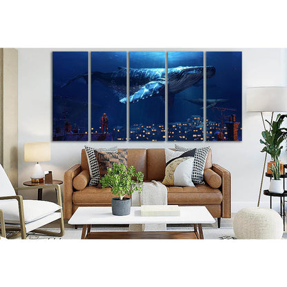 Fantasy Whale №SL1273 Ready to Hang Canvas Print - Zellart Canvas Prints 0new, ALL_Products, Fantasy And Sci Fi Wall Art, Whale