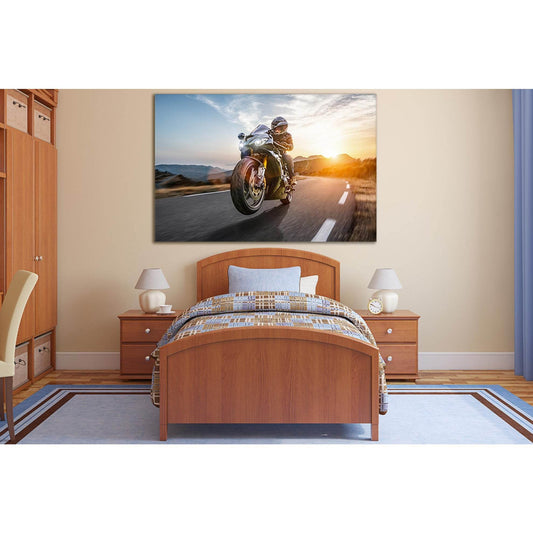 Fast Motorcycle On The Coast Road №SL757 Ready to Hang Canvas Print - Zellart Canvas Prints 0new, ALL_Products, Engine, Engines Wall Art