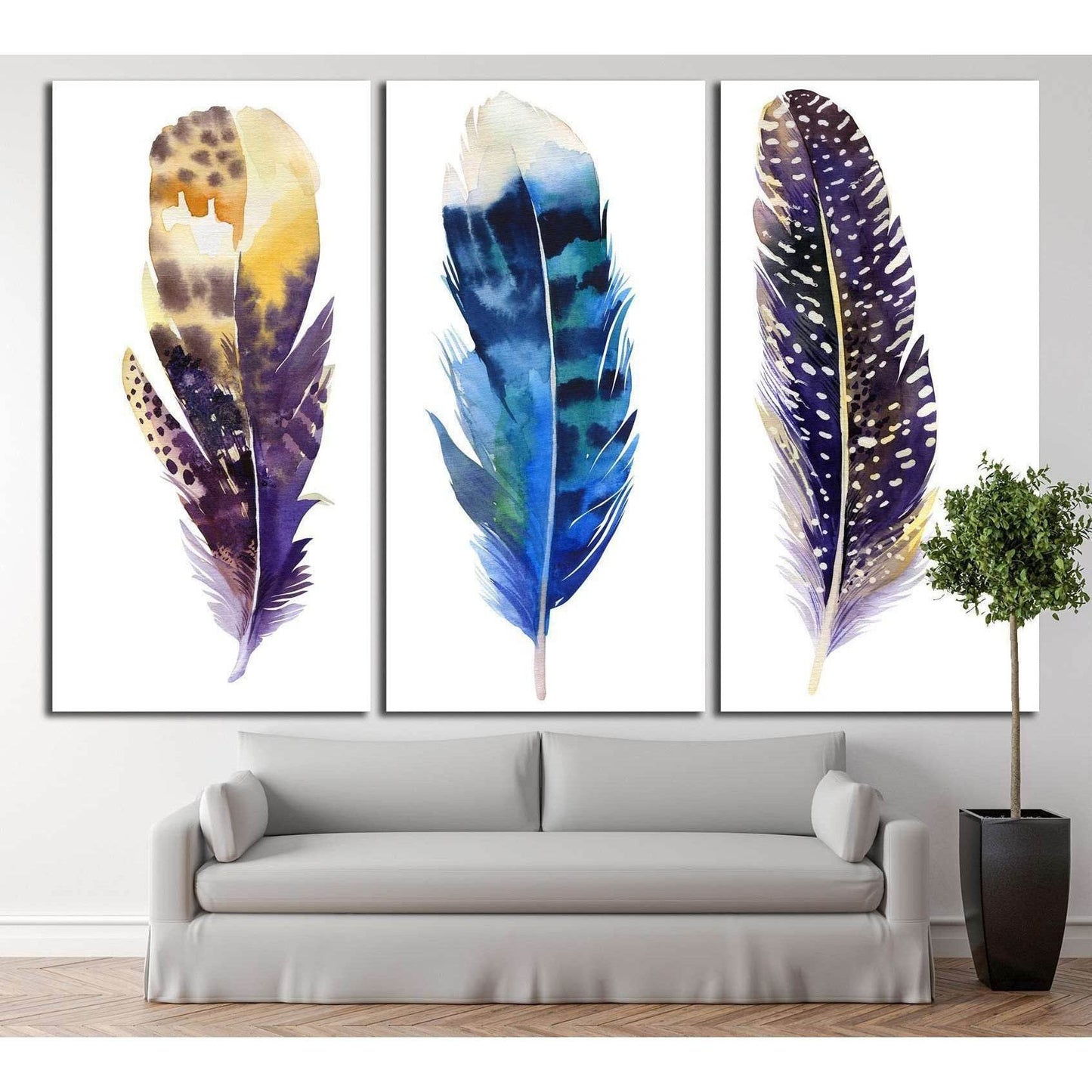 Boho feather set №733 Gallery Wrapped Canvas ArtCanvas art arrives ready to hang, with hanging accessories included and no additional framing required. Every canvas print is hand-crafted, made on-demand at our workshop and expertly stretched around 100% N