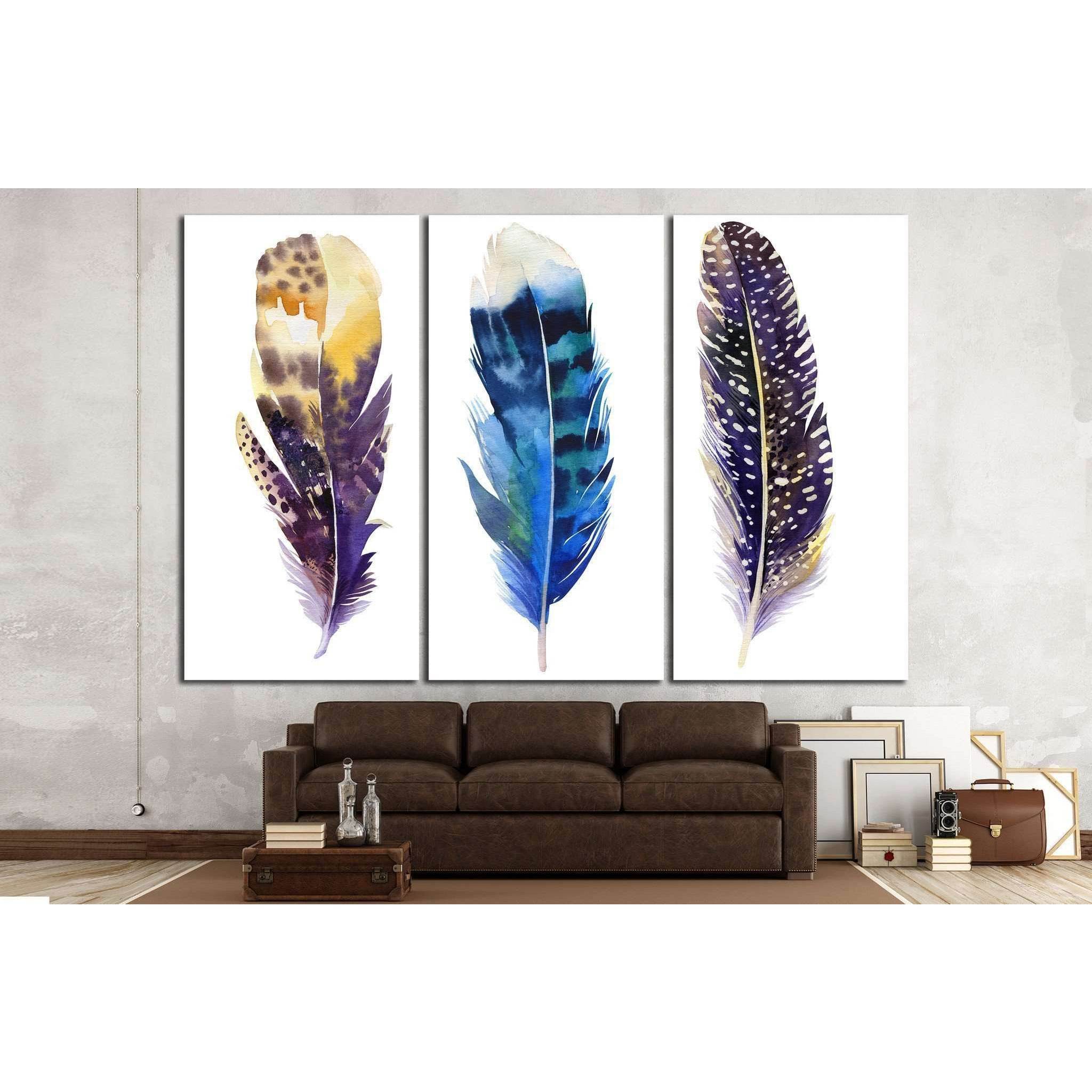 Boho feather set №733 Gallery Wrapped Canvas Art