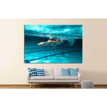 Female swimmer at the swimming pool №1378 Ready to Hang Canvas Print - Zellart Canvas Prints ALL_Products, s-1378