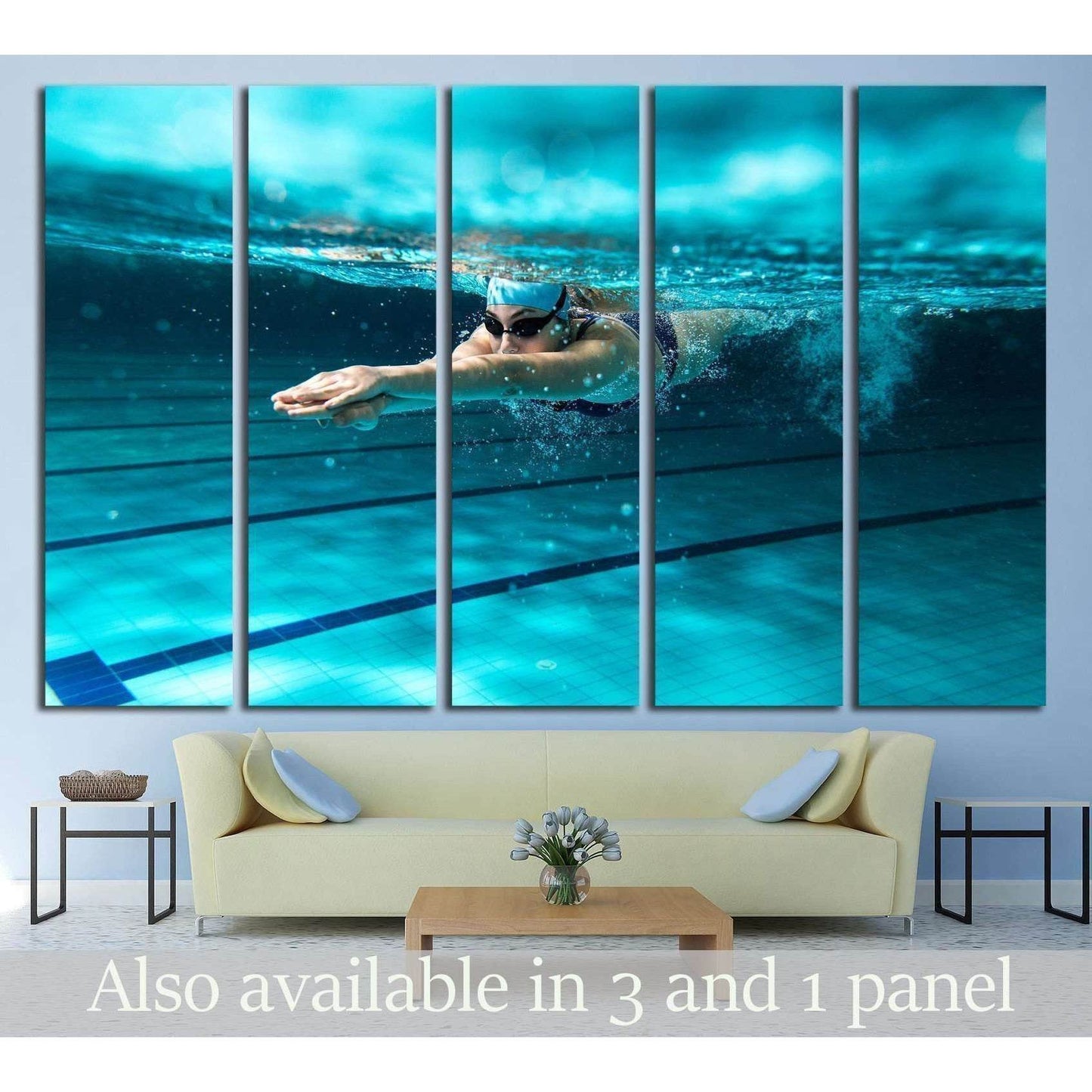 Female swimmer at the swimming pool №1378 Ready to Hang Canvas Print - Zellart Canvas Prints ALL_Products, s-1378