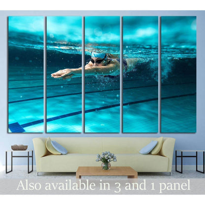 Female swimmer at the swimming pool №1378 Ready to Hang Canvas Print - Zellart Canvas Prints ALL_Products, s-1378
