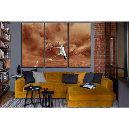 Female Tennis Player In Action №SL957 Ready to Hang Canvas Print - Zellart Canvas Prints 0new, ALL_Products, Sports & Motivation