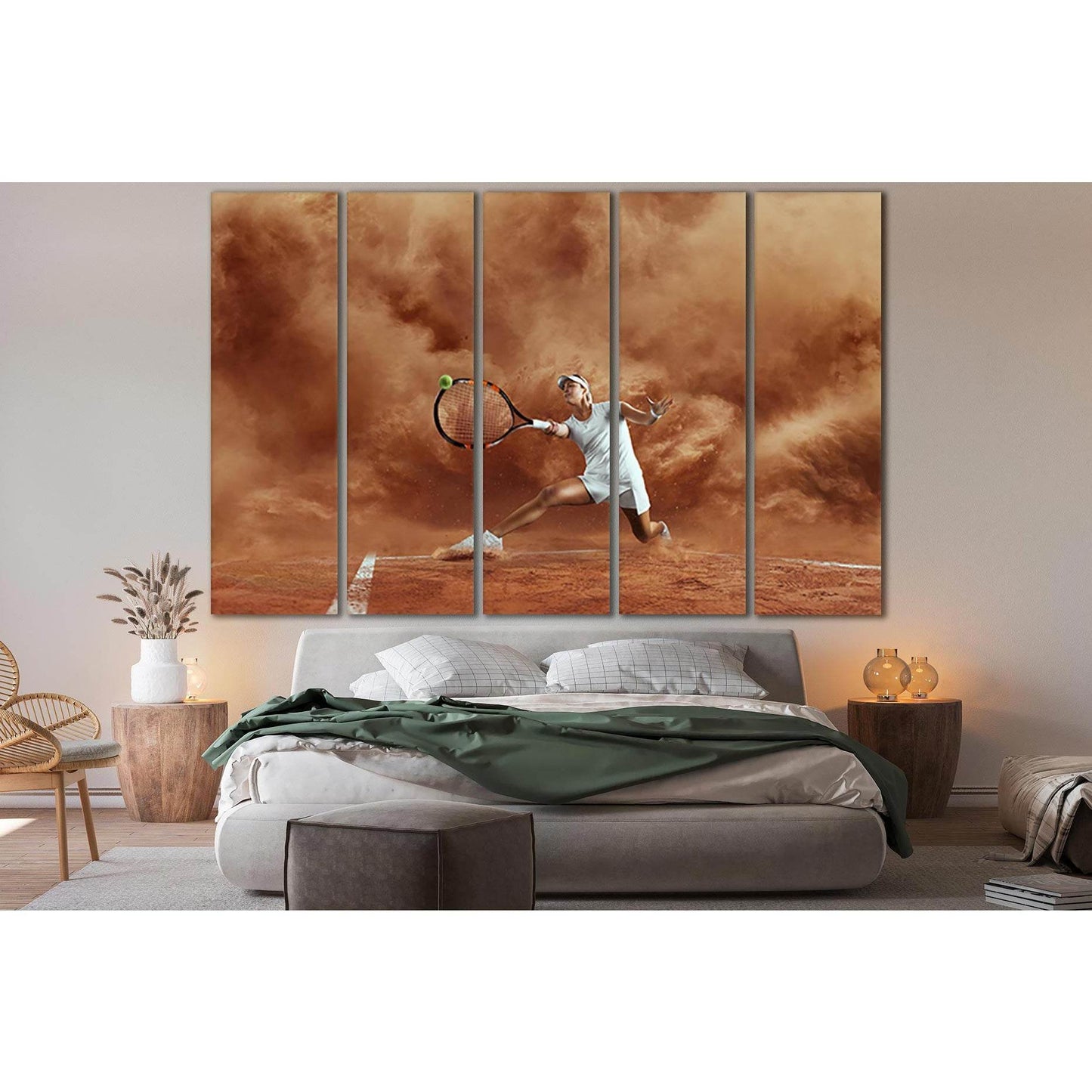 Female Tennis Player In Action №SL957 Ready to Hang Canvas Print - Zellart Canvas Prints 0new, ALL_Products, Sports & Motivation