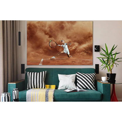 Female Tennis Player In Action №SL957 Ready to Hang Canvas Print - Zellart Canvas Prints 0new, ALL_Products, Sports & Motivation