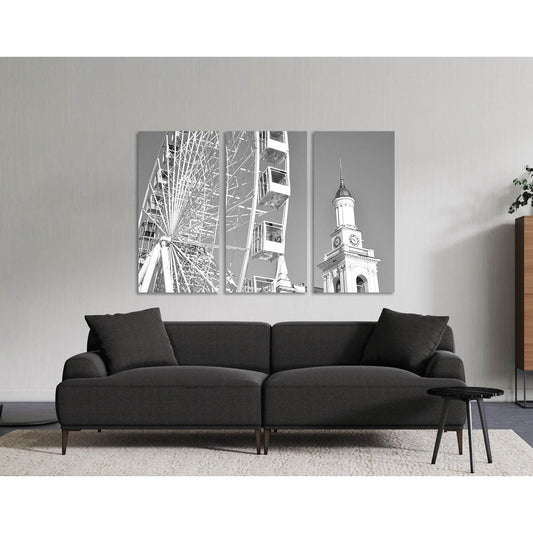 Ferris wheel №D2813 Ready to Hang Canvas Print - Zellart Canvas Prints 0new, ALL_Products, Black & White Wall Art