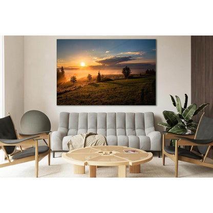 Field And Trees At Sunset №SL262 Ready to Hang Canvas Print - Zellart Canvas Prints 0new, ALL_Products, SUNRISE & SUNSET WALL ART