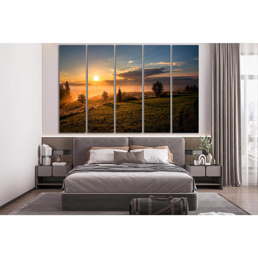 Field And Trees At Sunset №SL262 Ready to Hang Canvas Print - Zellart Canvas Prints 0new, ALL_Products, SUNRISE & SUNSET WALL ART