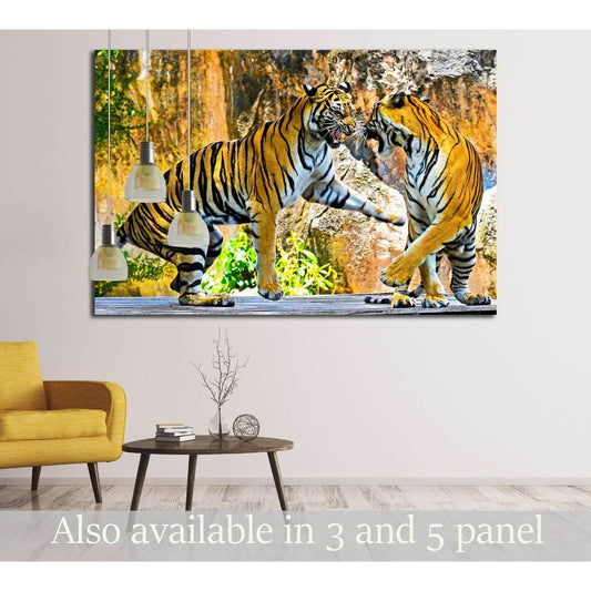 fight tigers №2806 Ready to Hang Canvas Print - Zellart Canvas Prints ALL_Products, s-2806, Tiger
