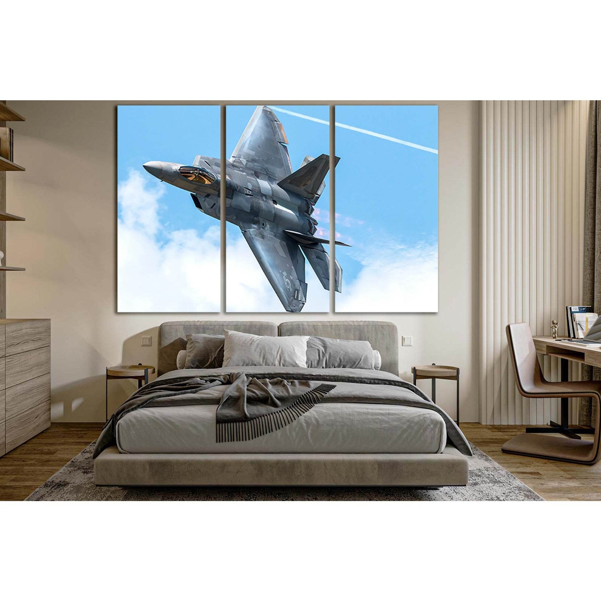 Fighter F-22 With War Paint №SL1438 Ready to Hang Canvas Print - Zellart Canvas Prints 0new, ALL_Products, Engine