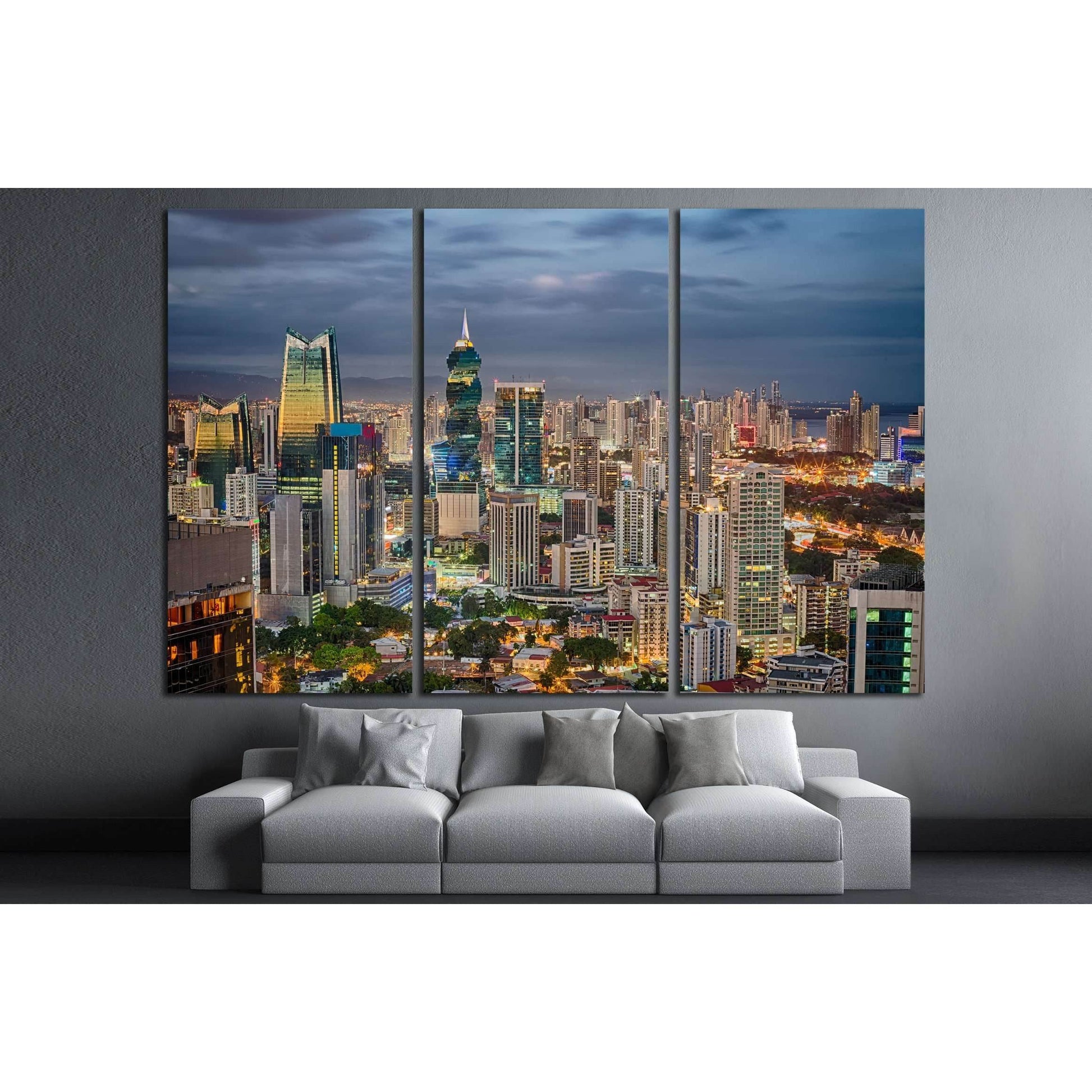 Financial center of Panama City, Panama №2733 Ready to Hang Canvas Print - Zellart Canvas Prints ALL_Products, s-2733