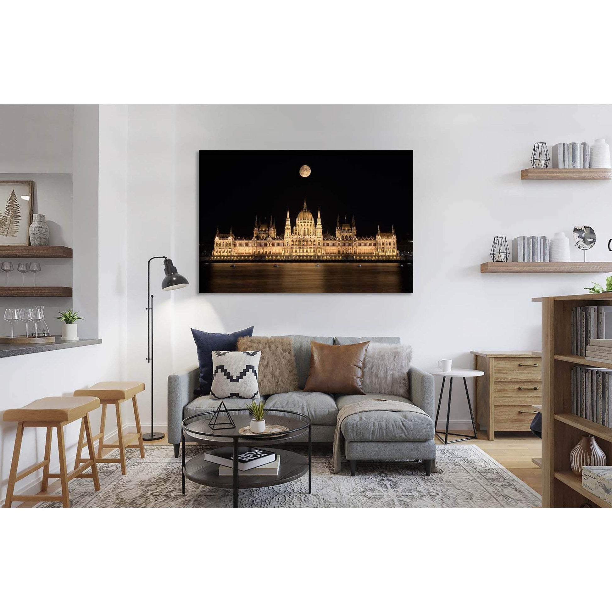 Fisherman's bastion at night №D2845 Ready to Hang Canvas Print - Zellart Canvas Prints 0new, ALL_Products, Black & White Wall Art