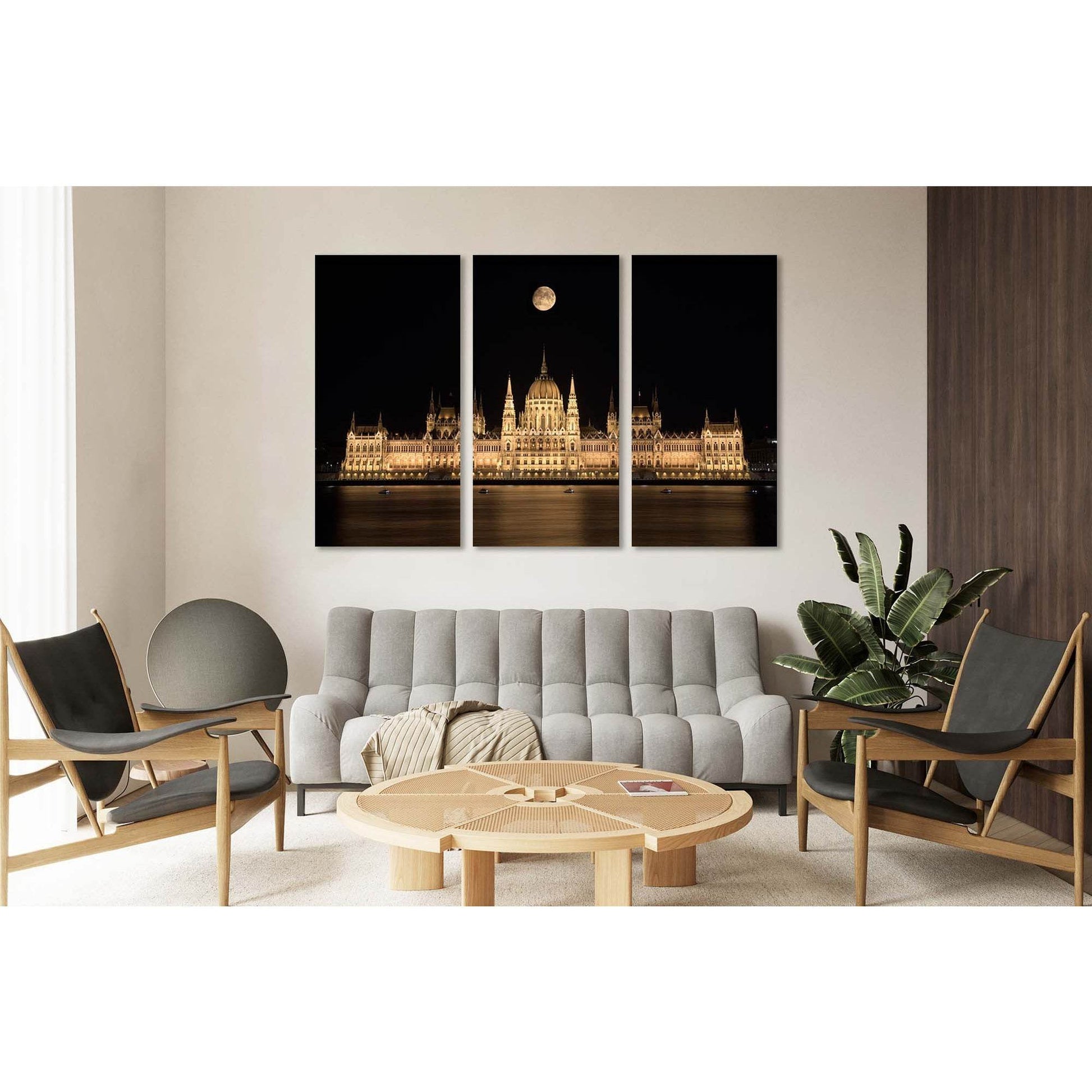 Fisherman's bastion at night №D2845 Ready to Hang Canvas Print - Zellart Canvas Prints 0new, ALL_Products, Black & White Wall Art
