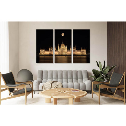 Fisherman's bastion at night №D2845 Ready to Hang Canvas Print - Zellart Canvas Prints 0new, ALL_Products, Black & White Wall Art