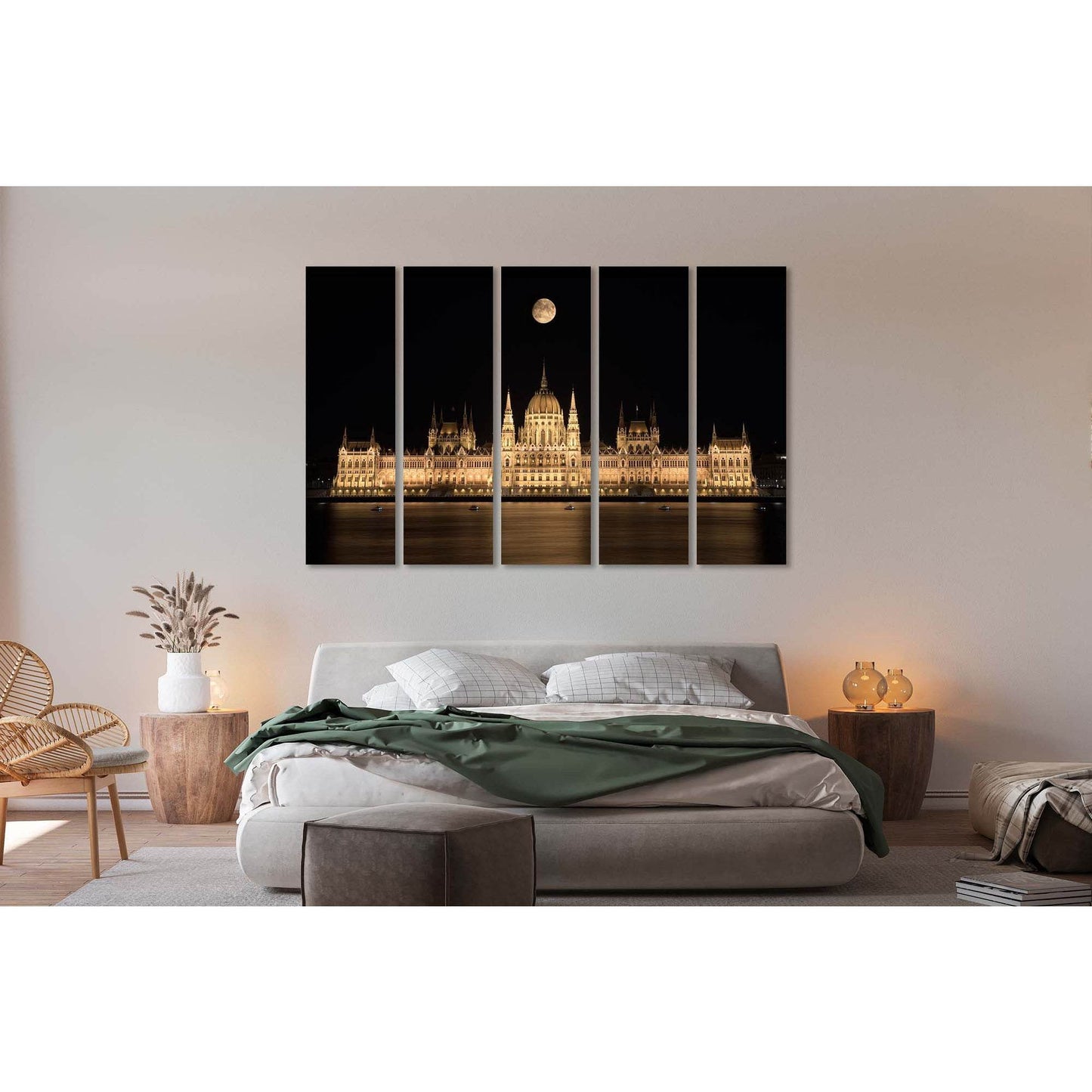 Fisherman's bastion at night №D2845 Ready to Hang Canvas Print - Zellart Canvas Prints 0new, ALL_Products, Black & White Wall Art