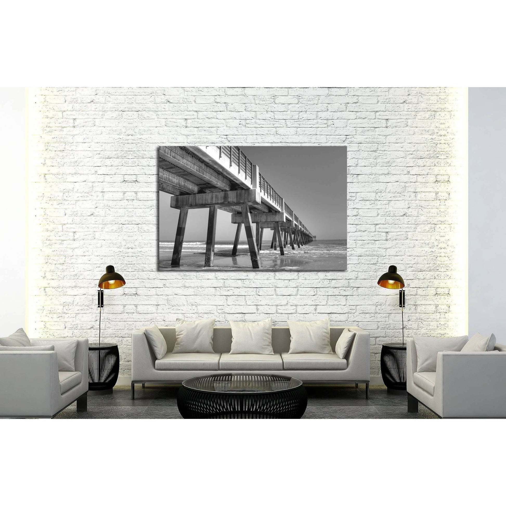 Fishing Pier in Jacksonville Beach, Florida №2498 Ready to Hang Canvas Print - Zellart Canvas Prints ALL_Products, s-2498