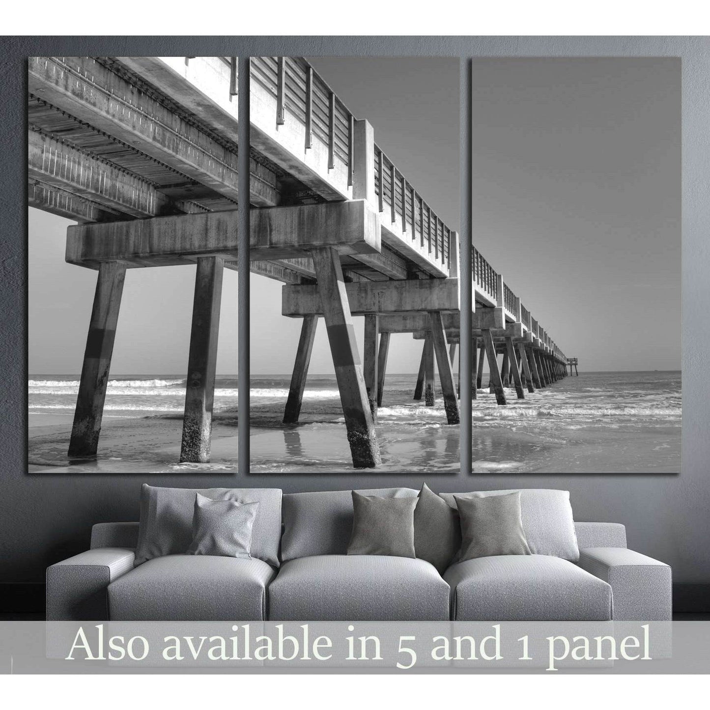 Fishing Pier in Jacksonville Beach, Florida №2498 Ready to Hang Canvas Print - Zellart Canvas Prints ALL_Products, s-2498